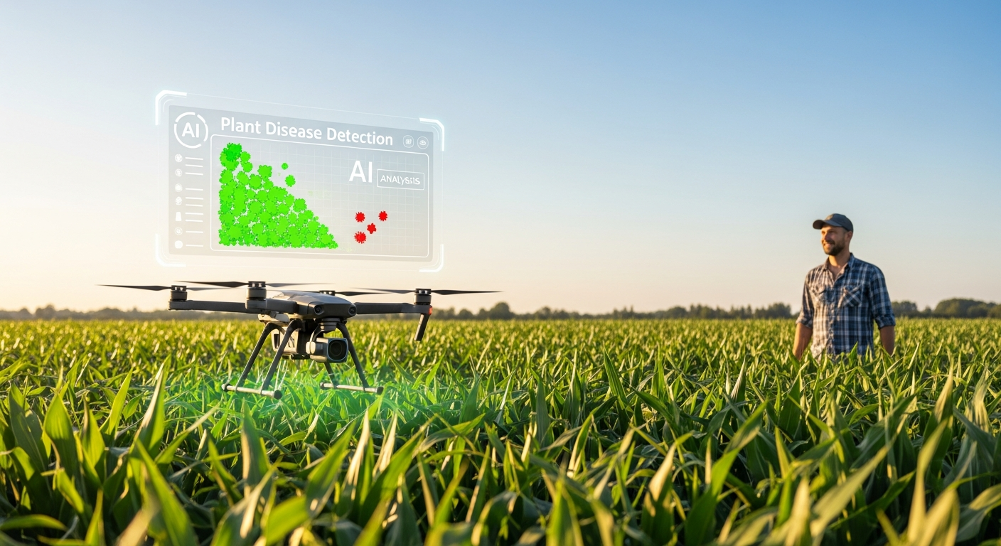 How AI supports farmers by detecting plant diseases and improving crop yields.